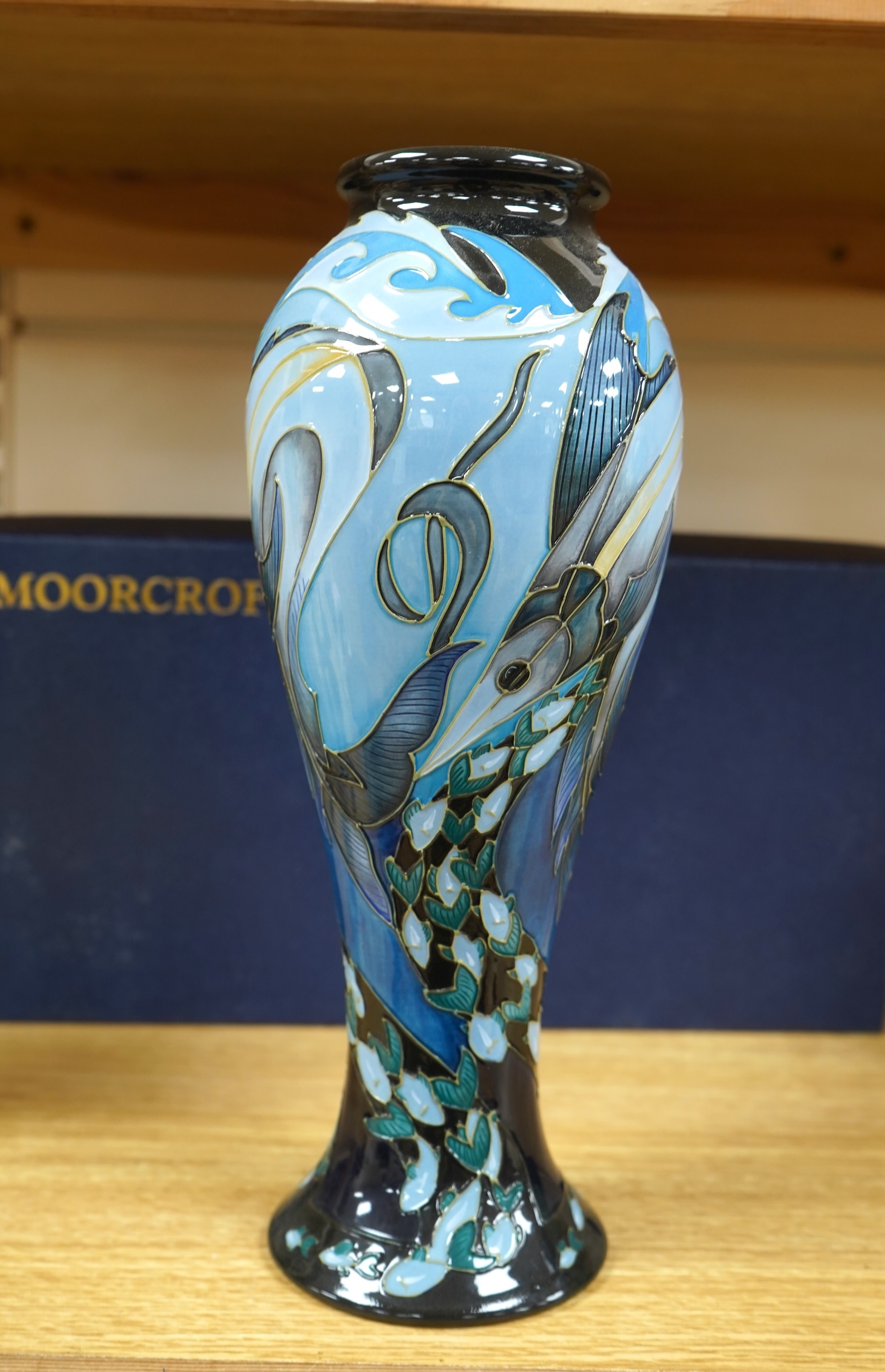 A Moorcroft ‘Blue Rhapsody’ vase, 17.5cm, boxed